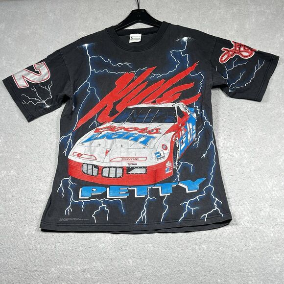 VTG 1995 Kyle Petty Coors Light 2-Sided AOP Graphic T-Shirt Thunder NASCAR Sz M - Picture 1 of 13